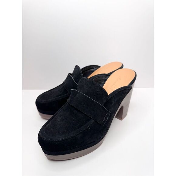 Splendid Clogs Vina Platform Size 6.5 Black Suede Leather Slip On Shoes - Picture 1 of 8